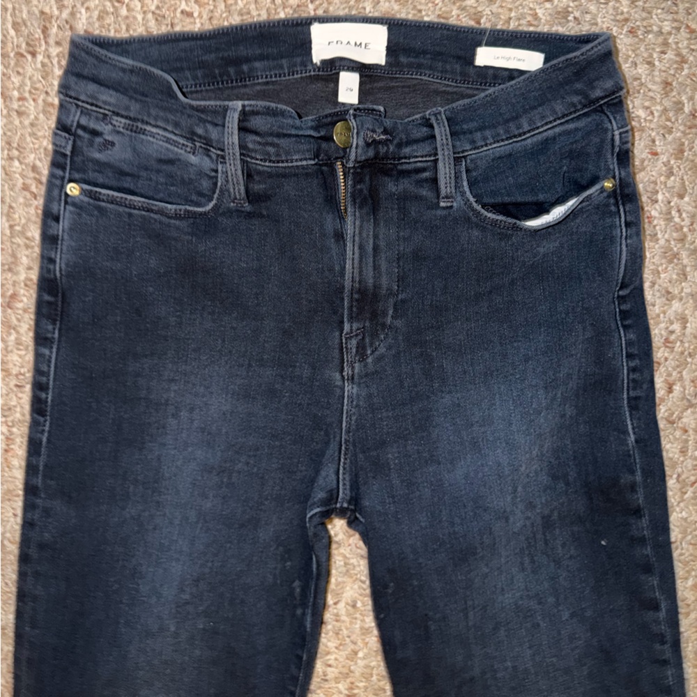 Frame Denim Black High-Rise Flare Jeans - Picture 2 of 5